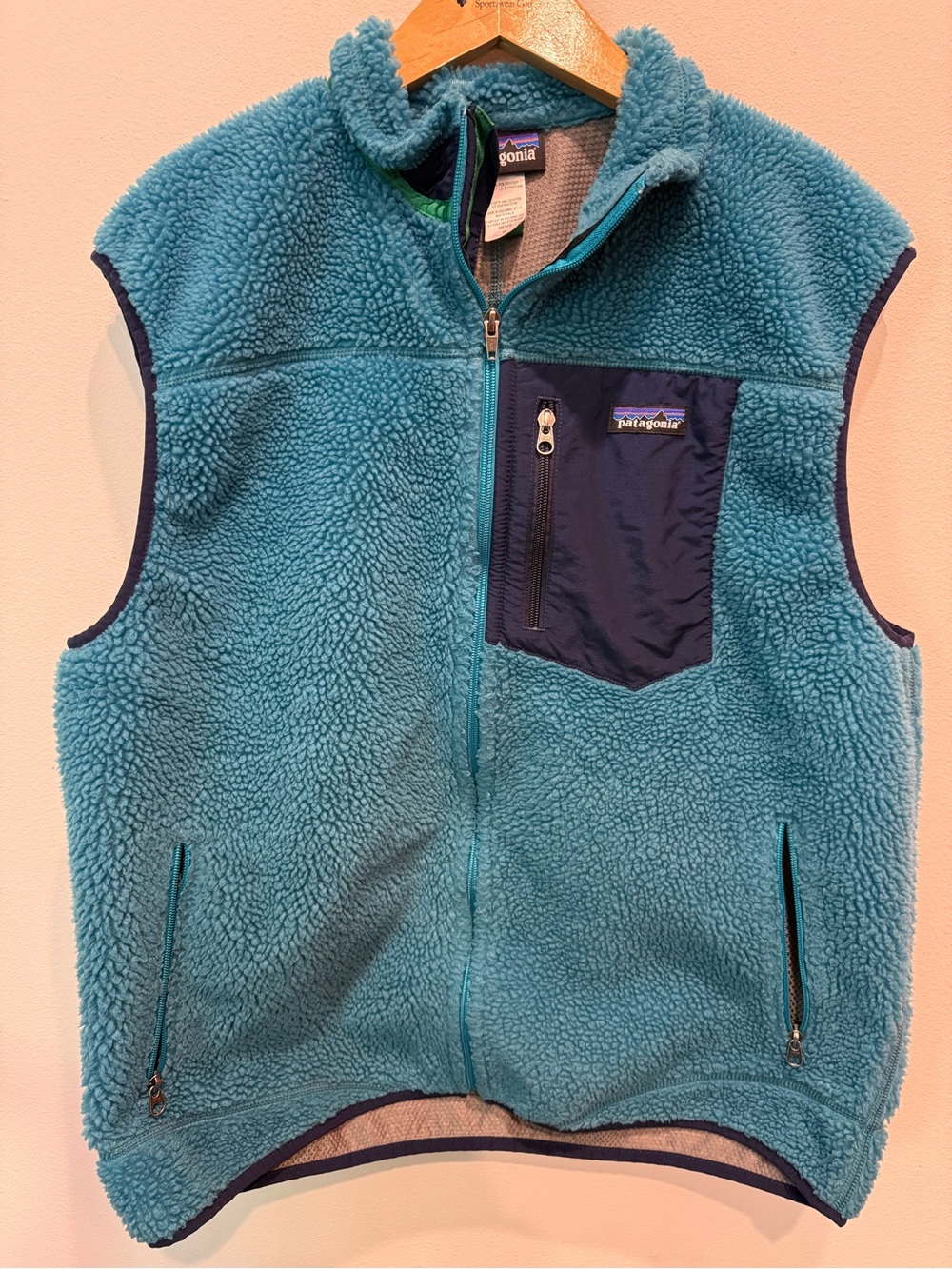 Patagonia Classic Retro X Teal Sherpa Fleece Vest